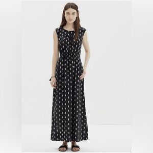 Madewell’s Ikat Brushed Silk Maxi Dress Sleeveless Black/Cream Size 6
